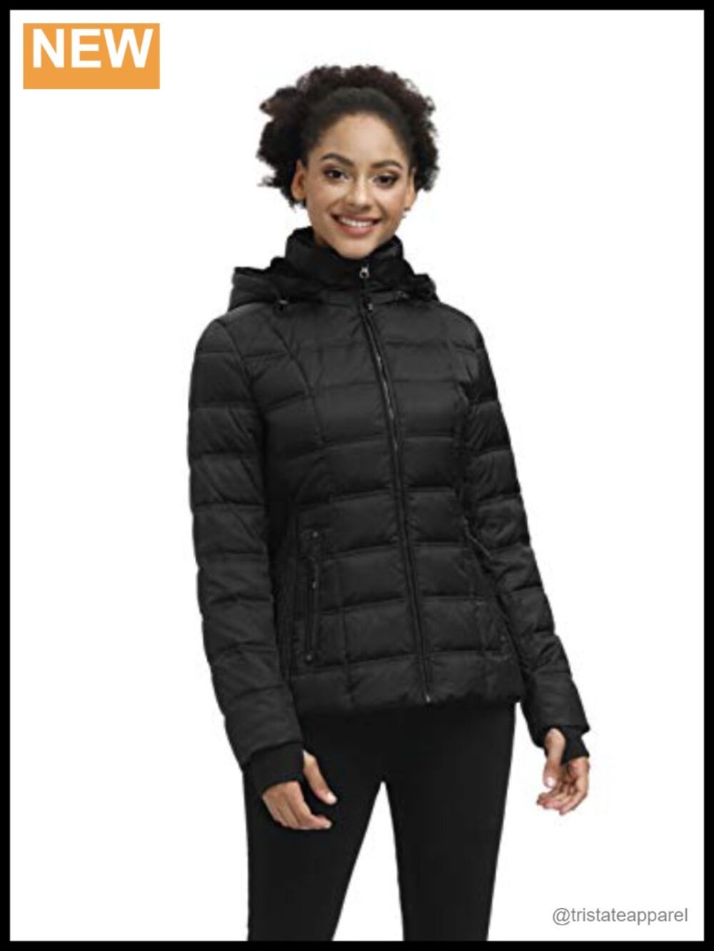 Down Puffer Jacket Hooded Winter Coat Midweight Duck Down